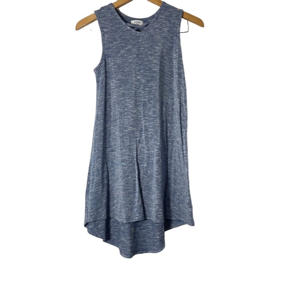 Crown & Ivy Sleeveless Blue Rayon Hi Low Tunic Size Large